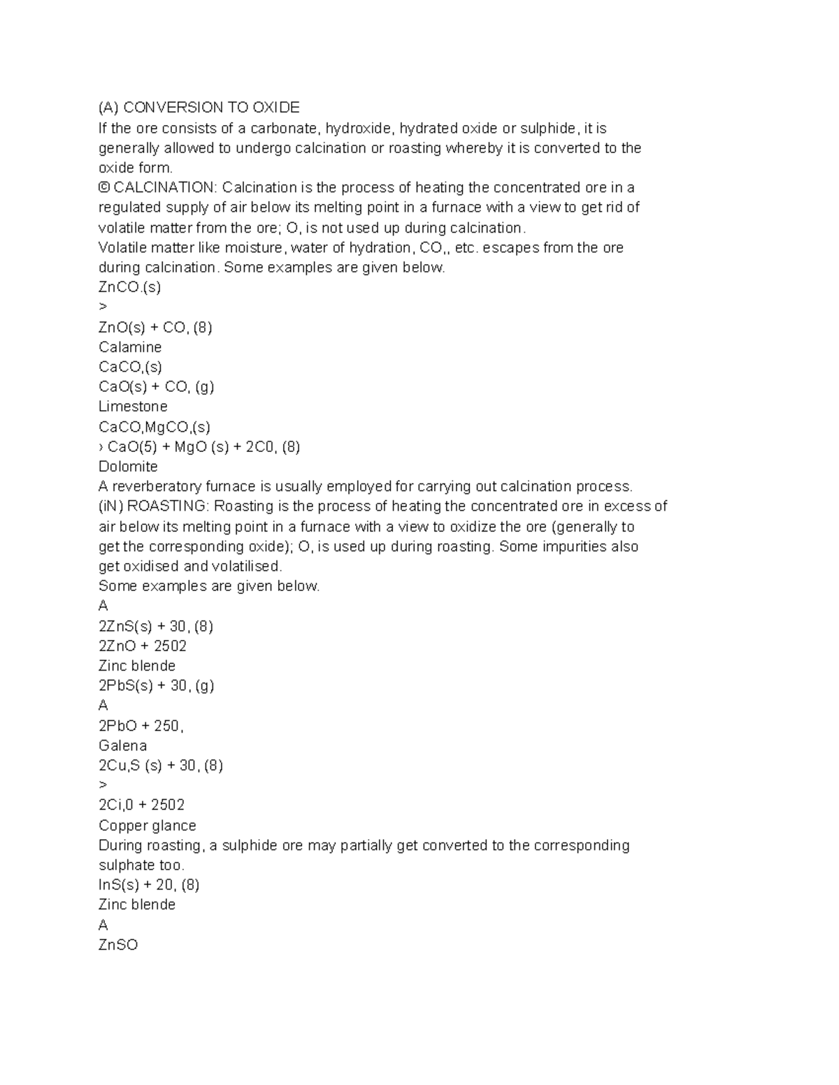 Chemistry%206 - Metallurgy Conversion of oxide - (A) CONVERSION TO ...