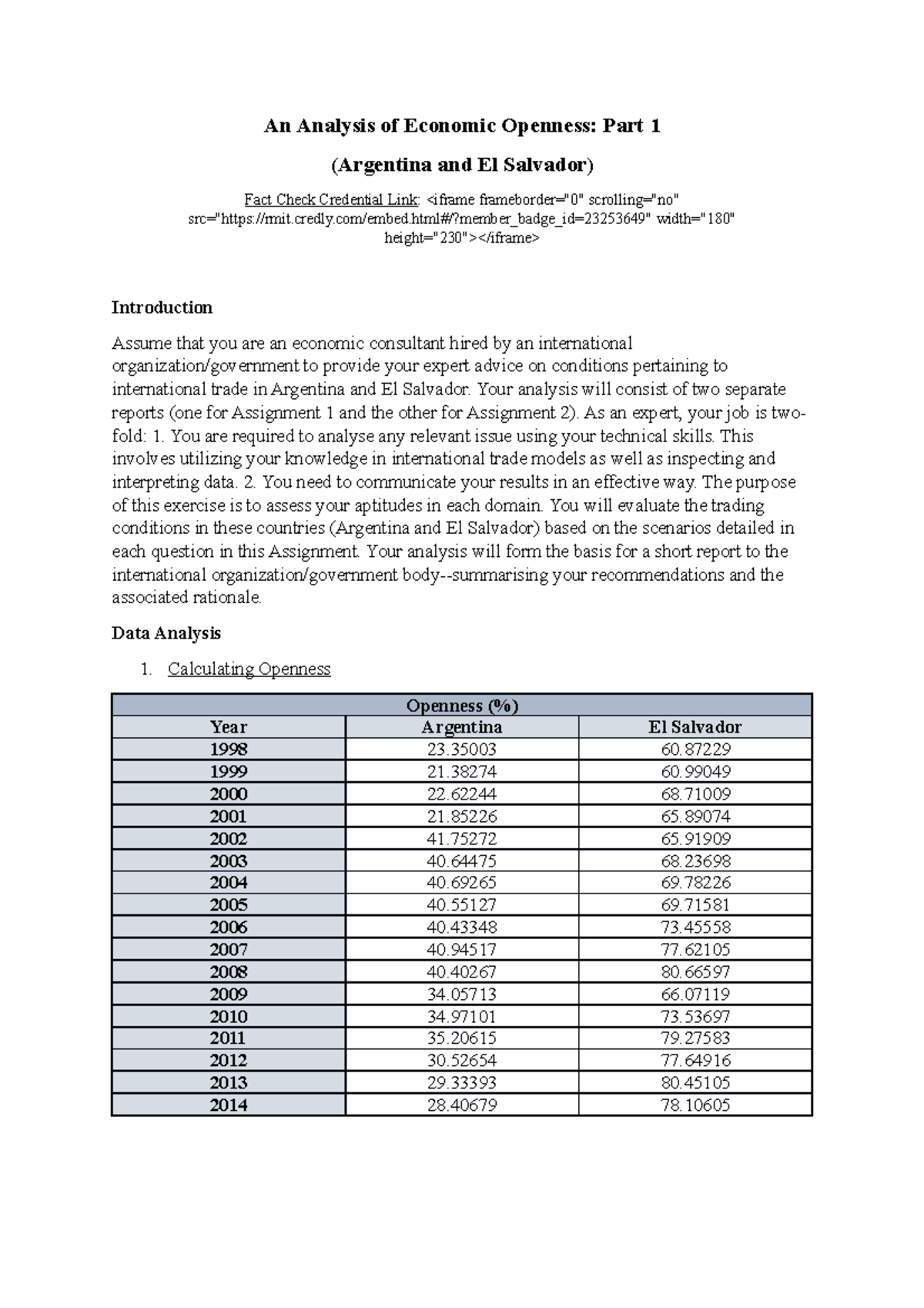 Assess 01 Int'l Trade - assignment 1 - An Analysis of Economic Openness ...