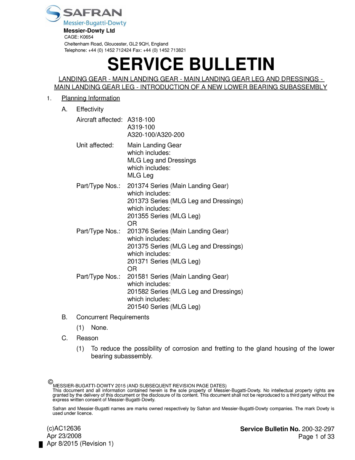 19802427 200-32-297 K0654 VSB 01 - Service Bulletin No. 200-32- Page 1 ...