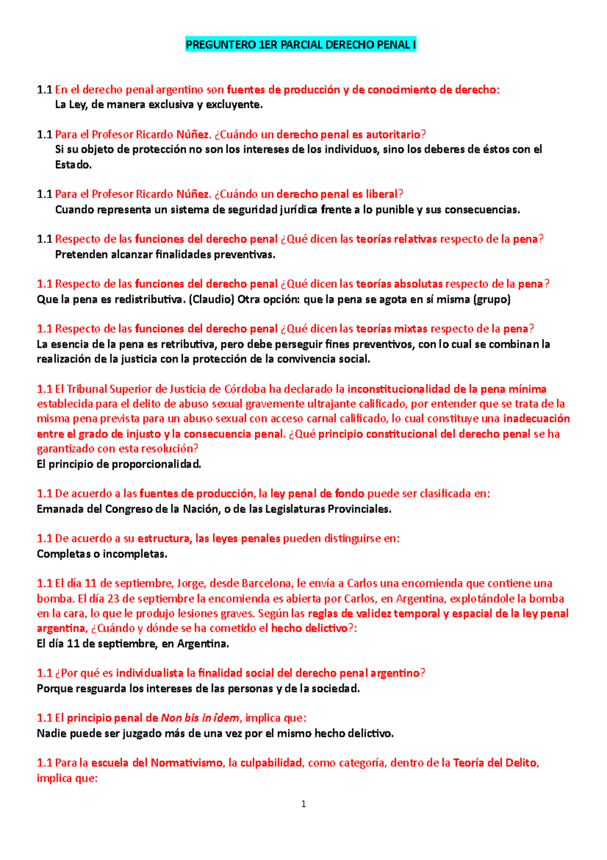 Preguntero 1ER Parcial Derecho Penal I - PREGUNTERO 1ER PARCIAL DERECHO ...