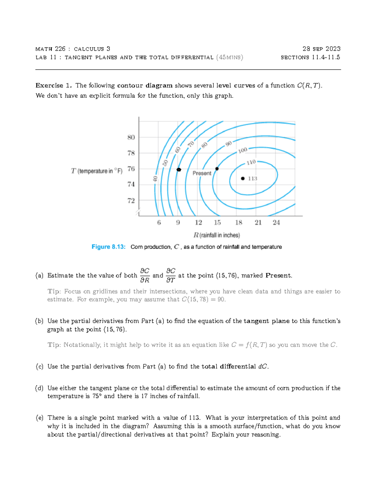 226 Lab11 Lab math 226 calculus 3 28 sep 2023 lab 11 tangent