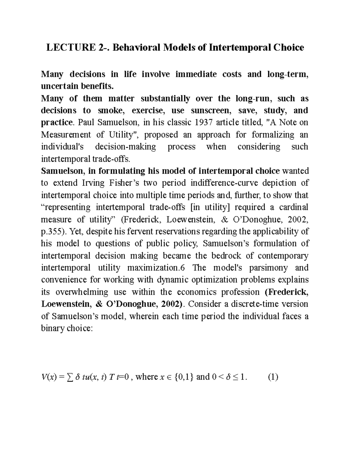 ECON-2 - Lecture Notes 2 - ECON 452 - GU - Studocu