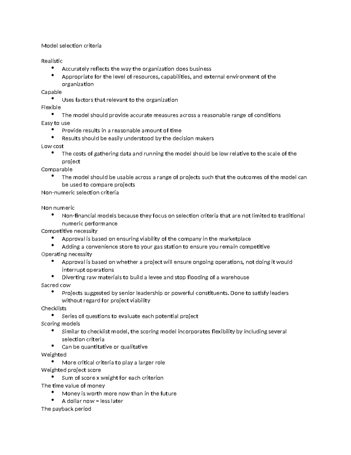 C722 unit 3 - C722 notes - Model selection criteria Realistic ...