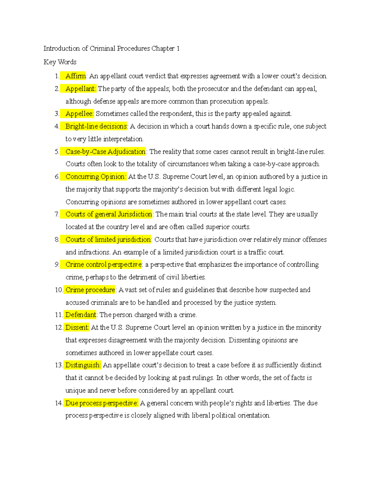 Introduction of Criminal Procedures Chapter 1 - Affirm: An appellant ...