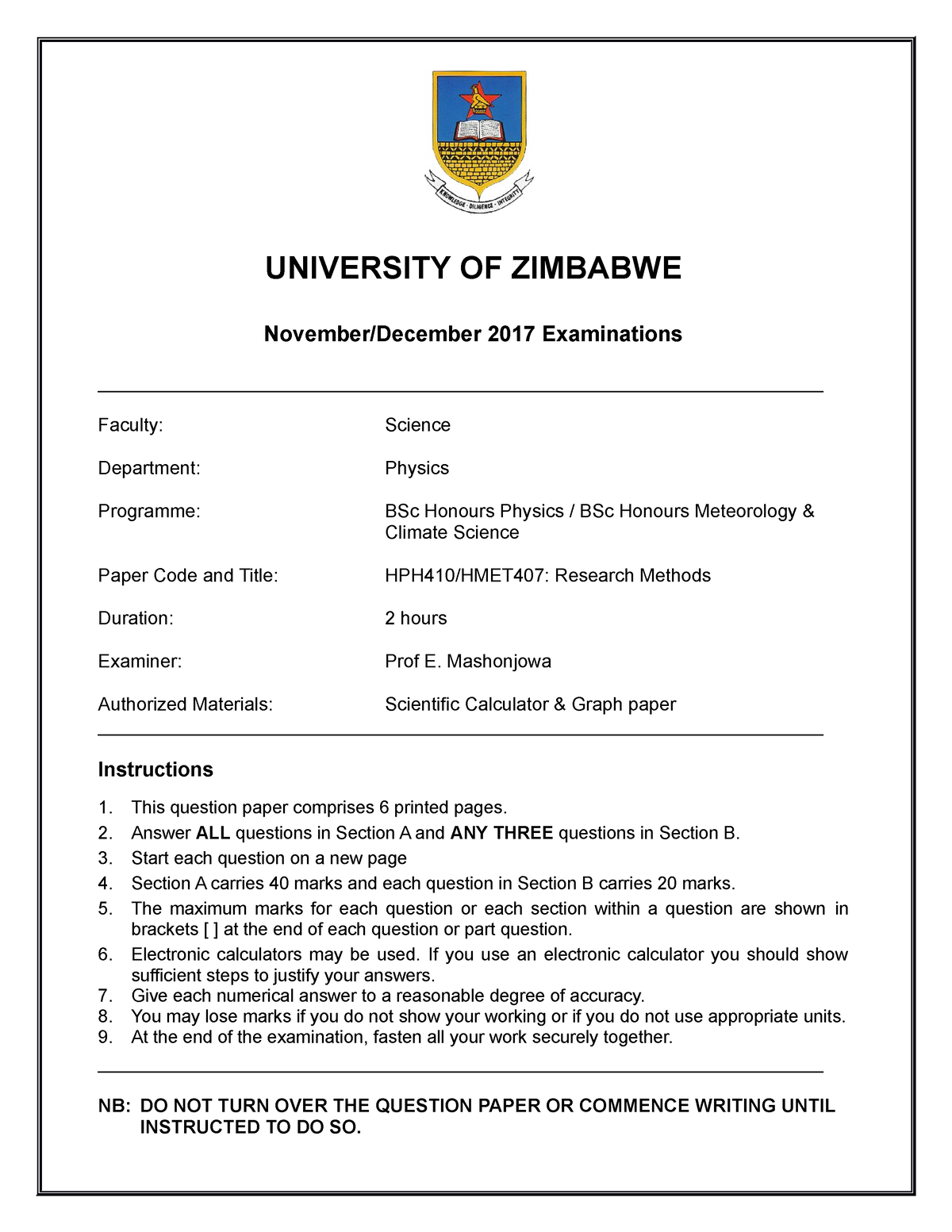 dissertations in zimbabwe