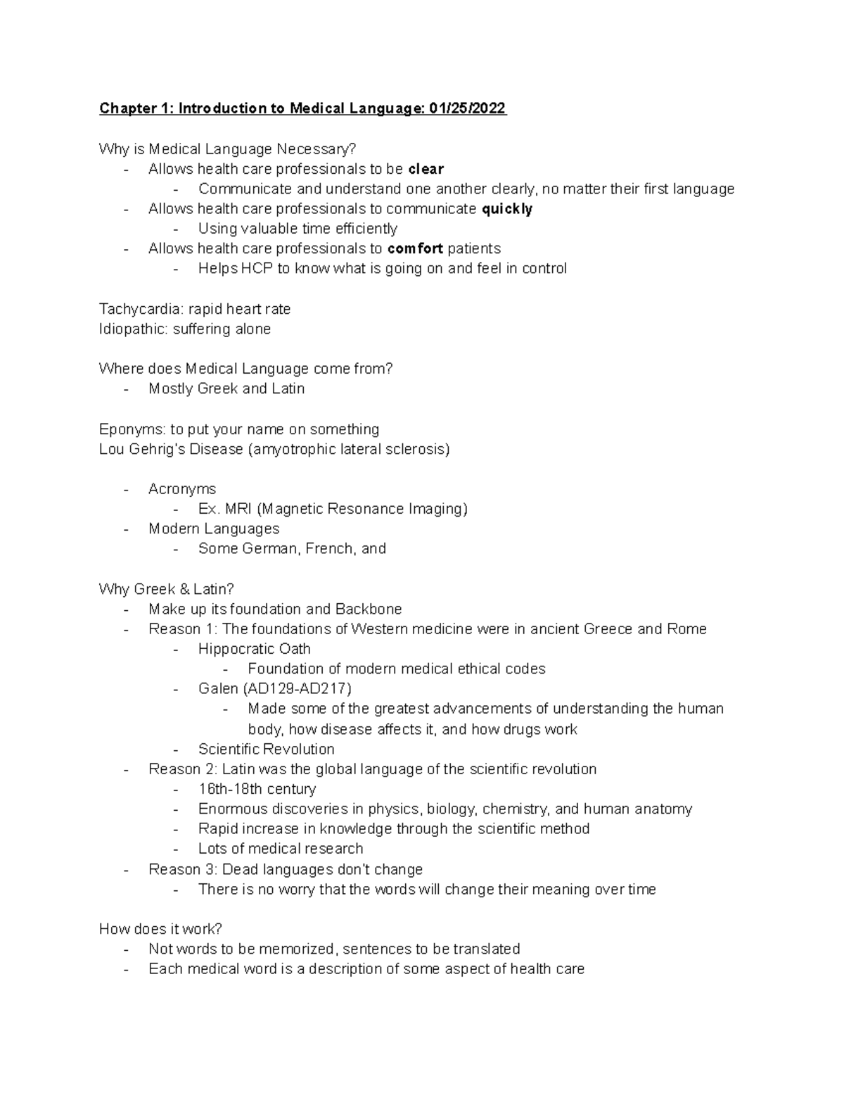 Chapter 1 Introduction to Medical Language Chapter 1 Introduction to