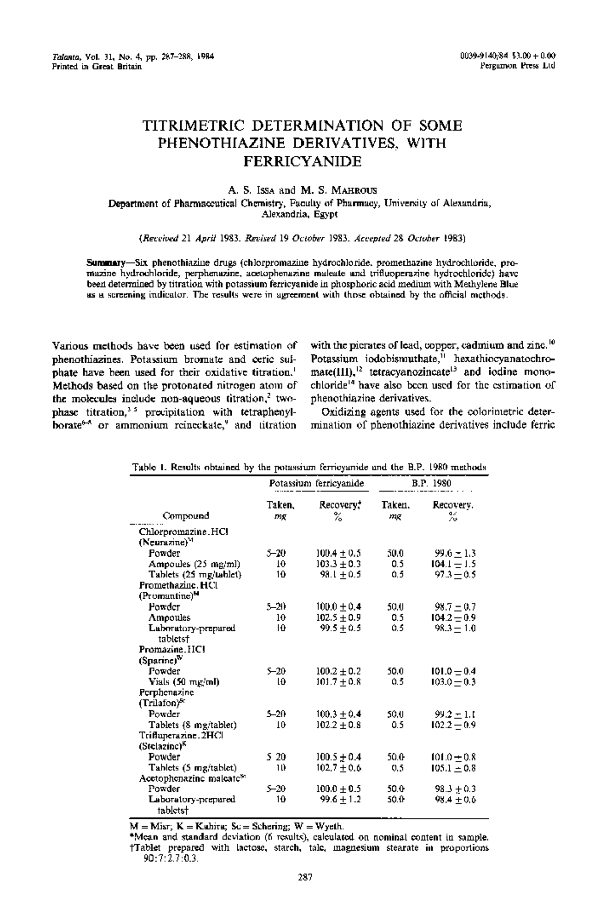 Titrimetric determination of some phenot - Talnnra, Vol. 31, No. 4, pp ...