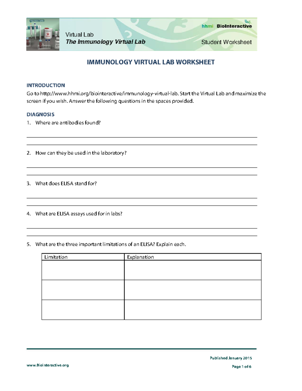 Immunology-Lab-Worksheet HHMI - BioInteractive Published January 2015 ...