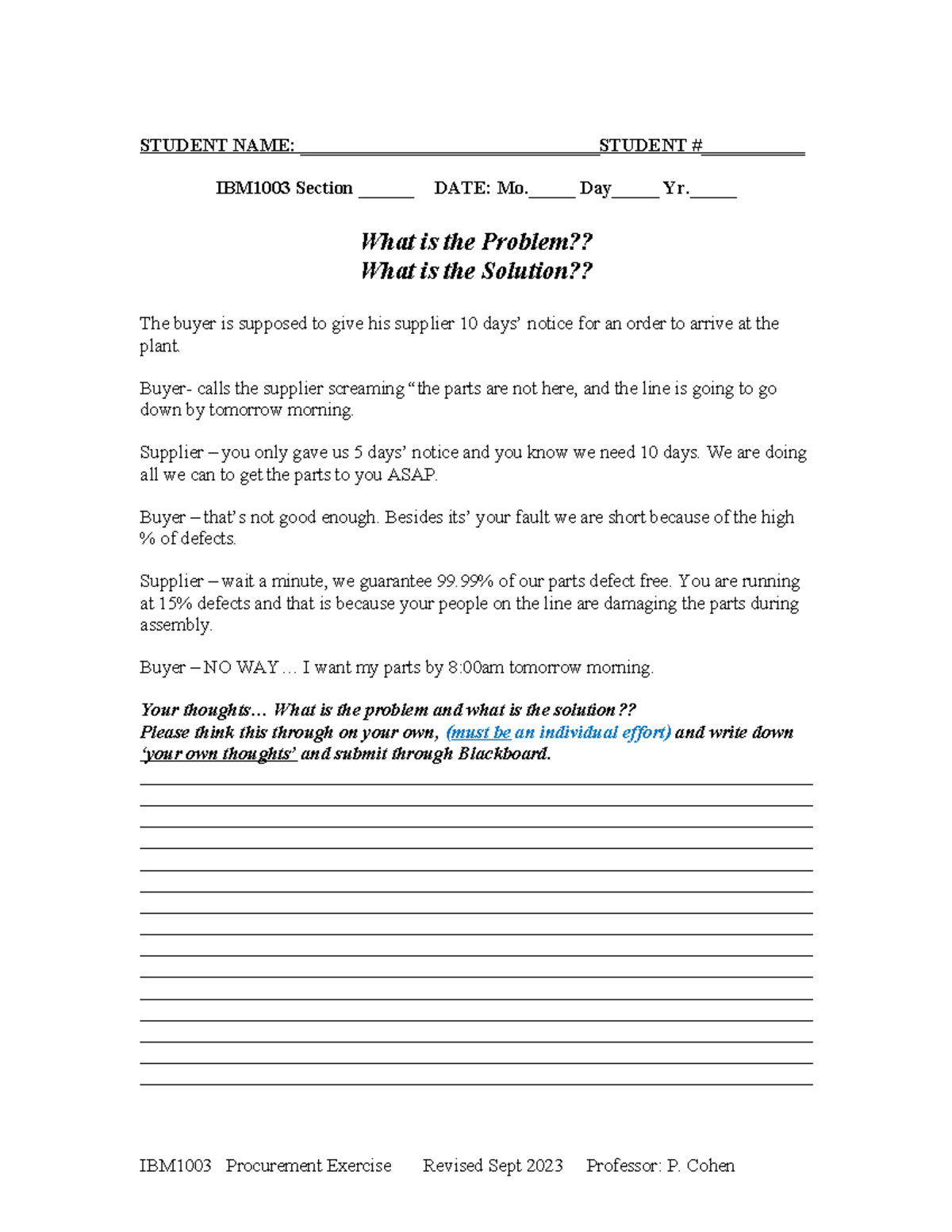 What is the Problem Scenario - STUDENT NAME ...
