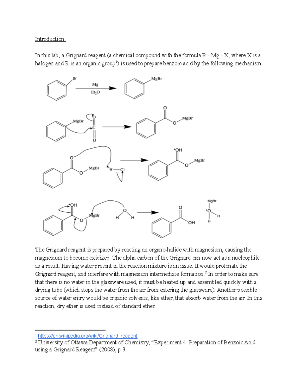 .Experiment 5 Preparation of Benzoic Acid using a Grignard Reagent