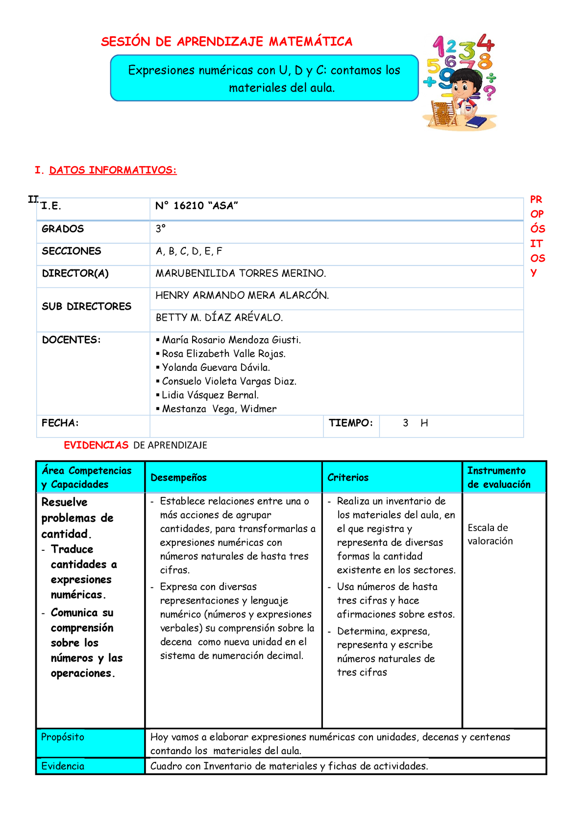 Matemática - Sesion De Clase - SESIÓN DE APRENDIZAJE MATEMÁTICA I ...