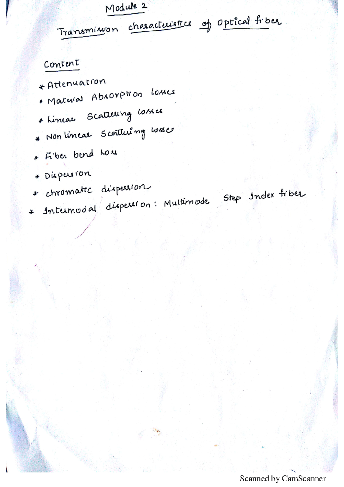 Module 2 - notes - Fiber Optics and Networks - Studocu