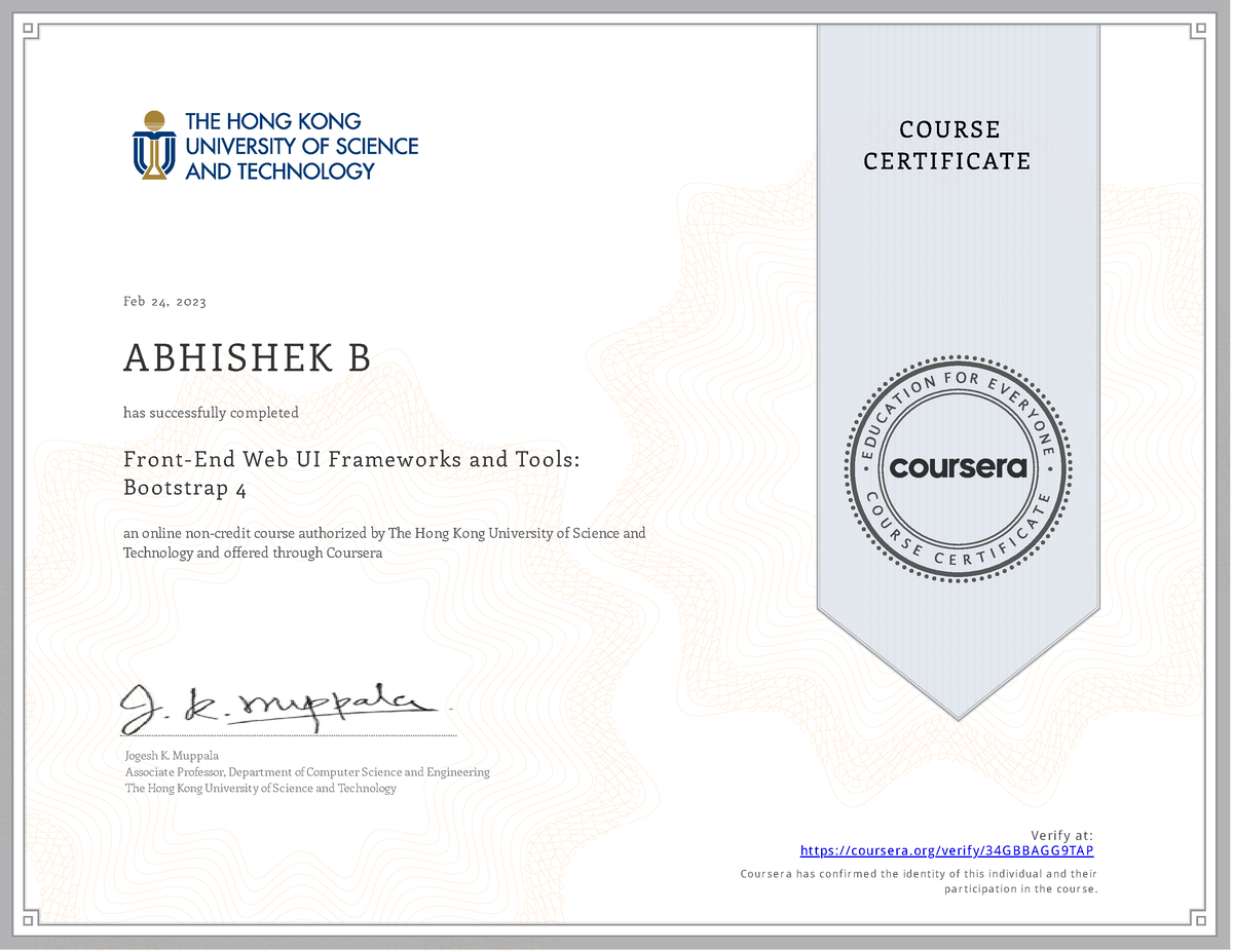 Coursera 34 Gbbagg 9TAP - Feb 2 4, 2 02 3 ABH ISH EK B Front- End Web U ...