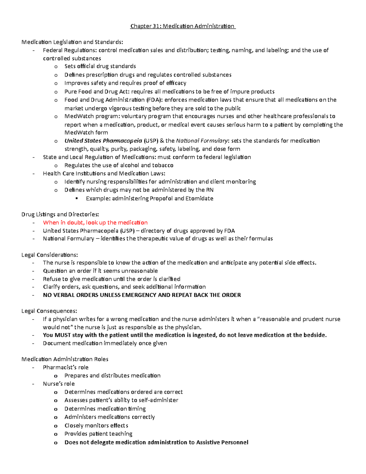 UNIT 3 FUND EXAM 1 - notes - Chapter 31: Medication Administration ...