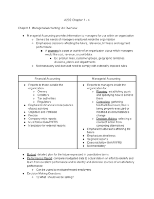 A202 Ch. 4 Variable and Absorption Costing Notes - Overview of Variable ...
