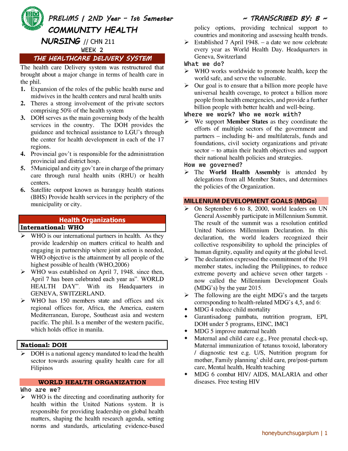 THE Healthcare Delivery System - PRELIMS | 2ND Year – 1st Semester ...