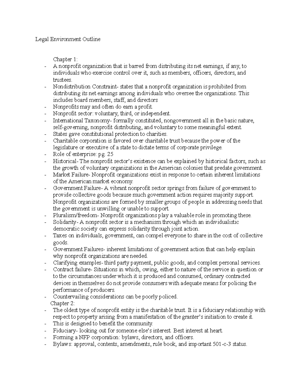 Legal Environment Outline - Legal Environment Outline Chapter 1: A ...
