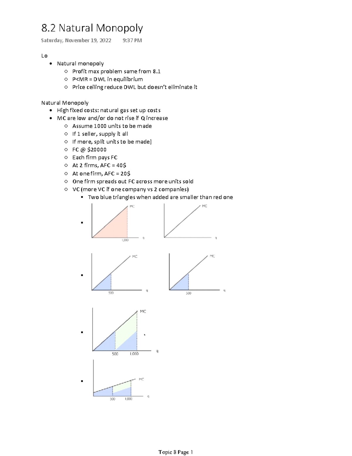 8 - natural monopoly lecture notes - Lo Natural monopoly Profit max ...