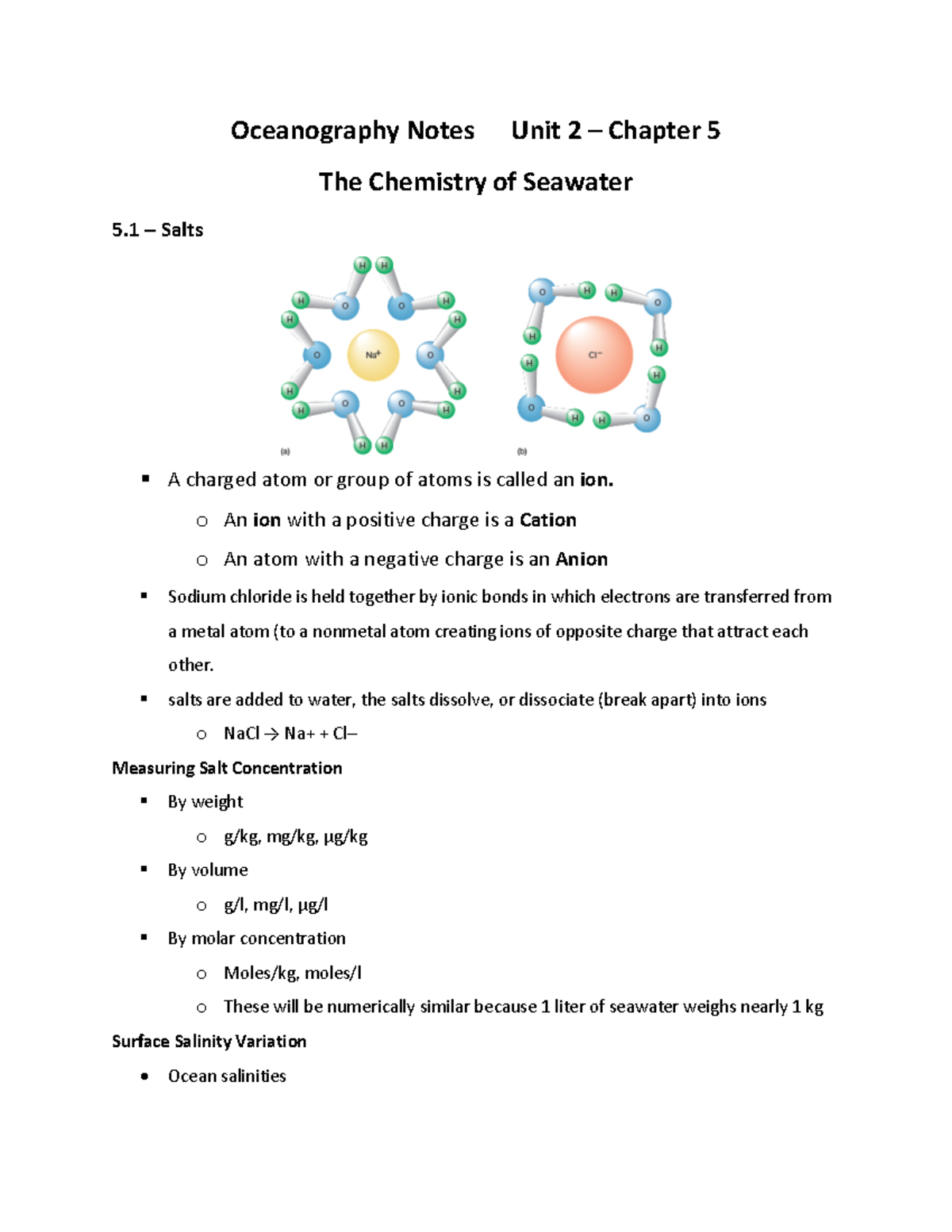 Oceanography - Chapter 5 - Oceanography Notes Unit 2 – Chapter 5 The ...