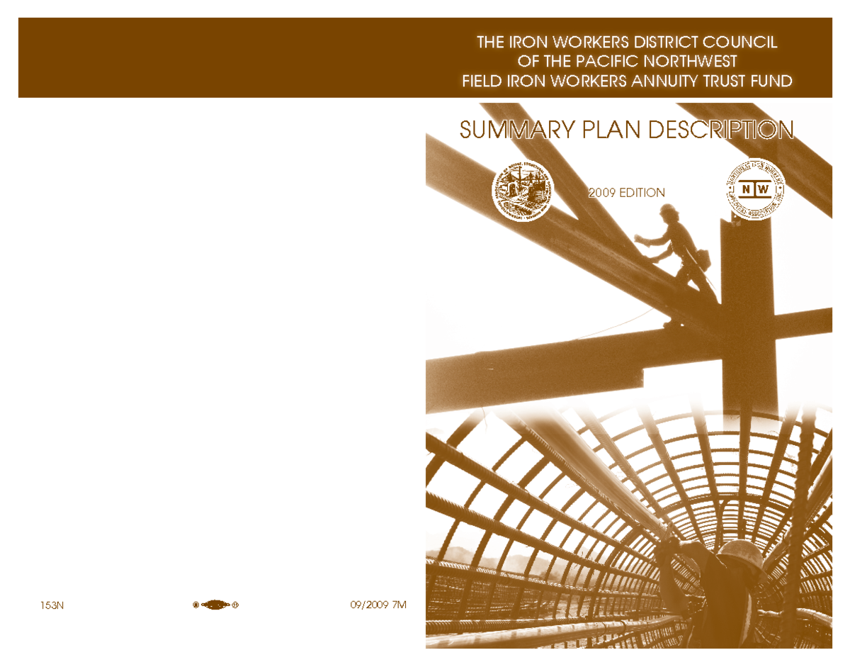 F15 13 Plan Booklet 2009 the Iron Workers dIstrIct councIl of the
