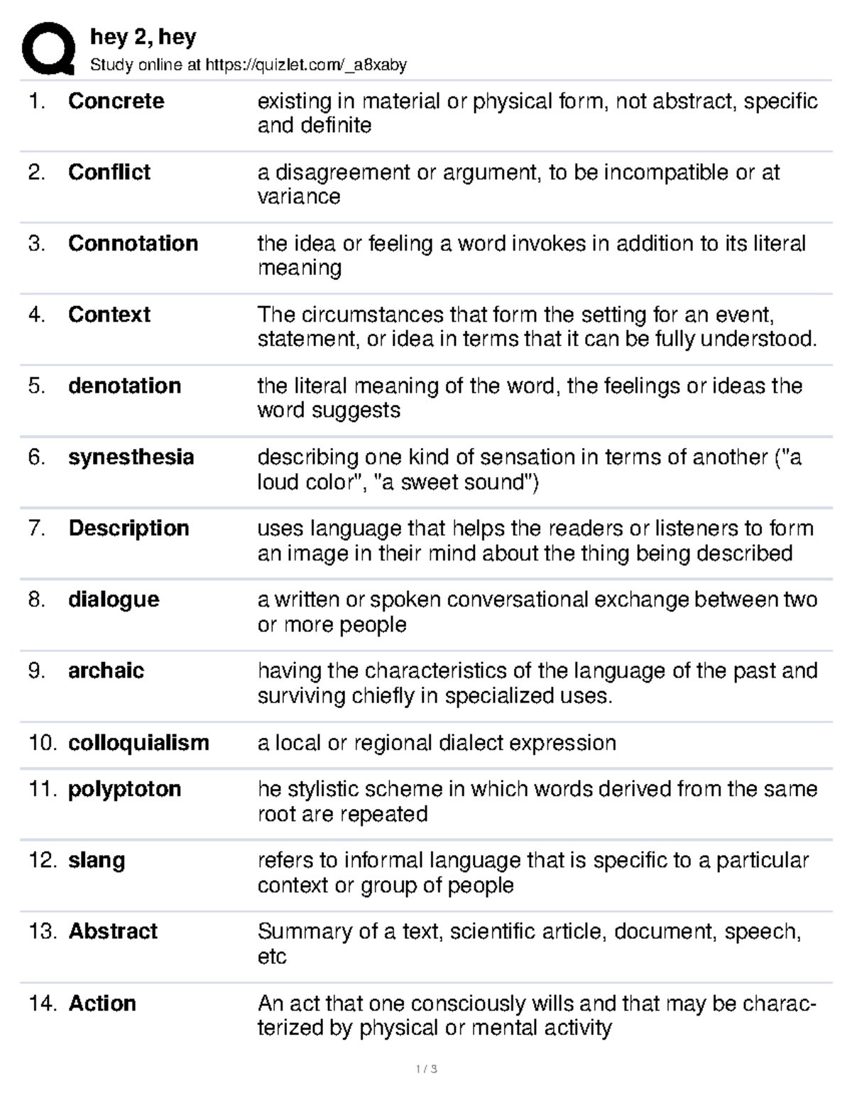 English UNIT 3 hey 2, hey Study online at quizlet/_a8xaby Concrete