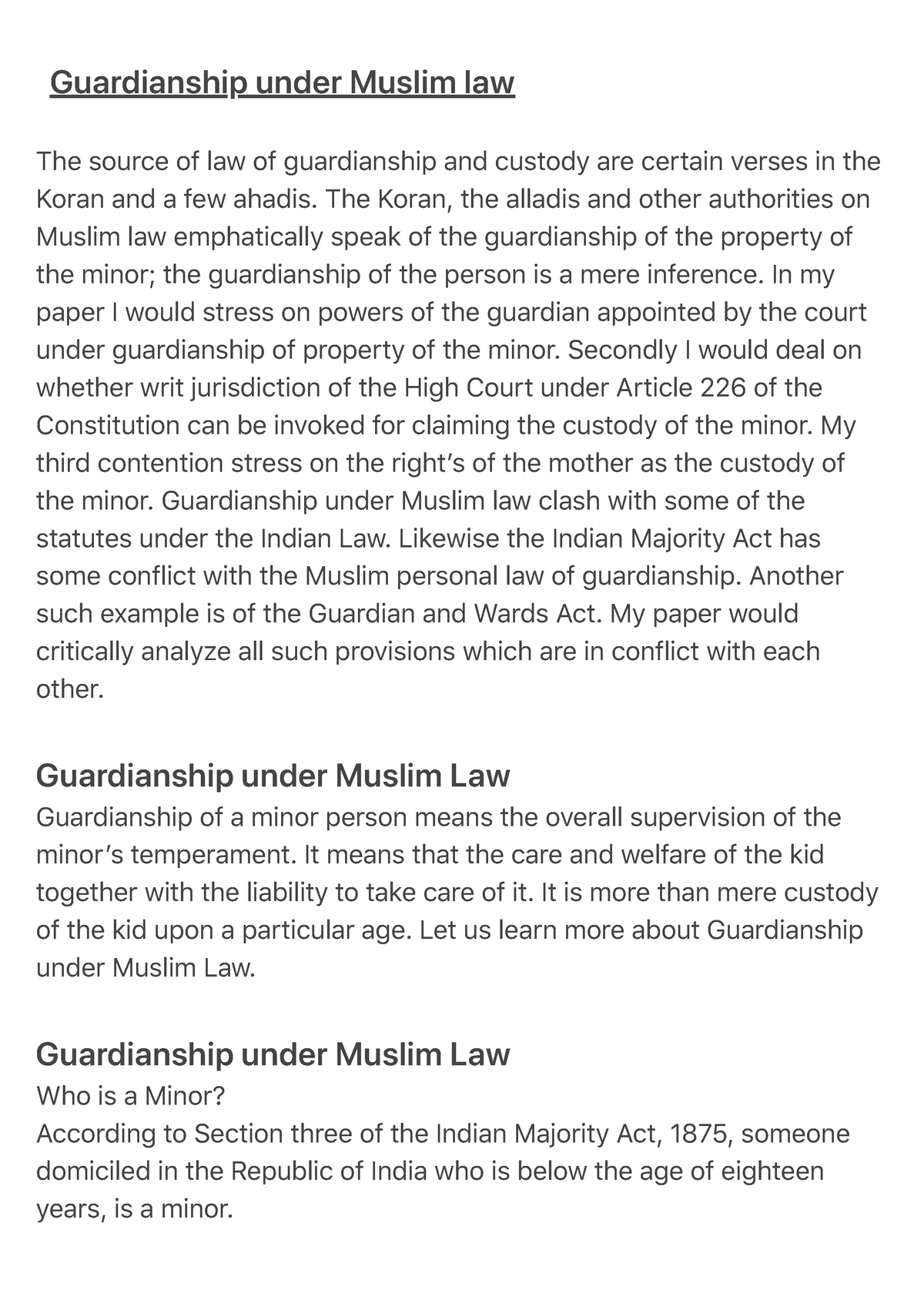 guardianship under muslim law research paper