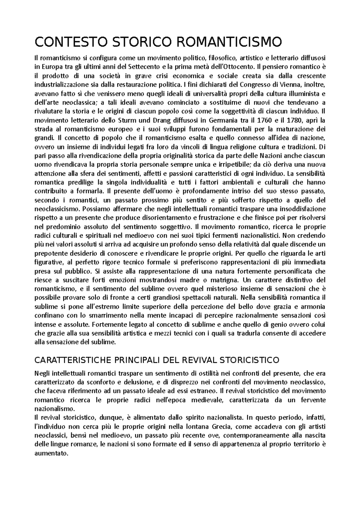 Romanticismo arte CONTESTO STORICO ROMANTICISMO Il romanticismo si