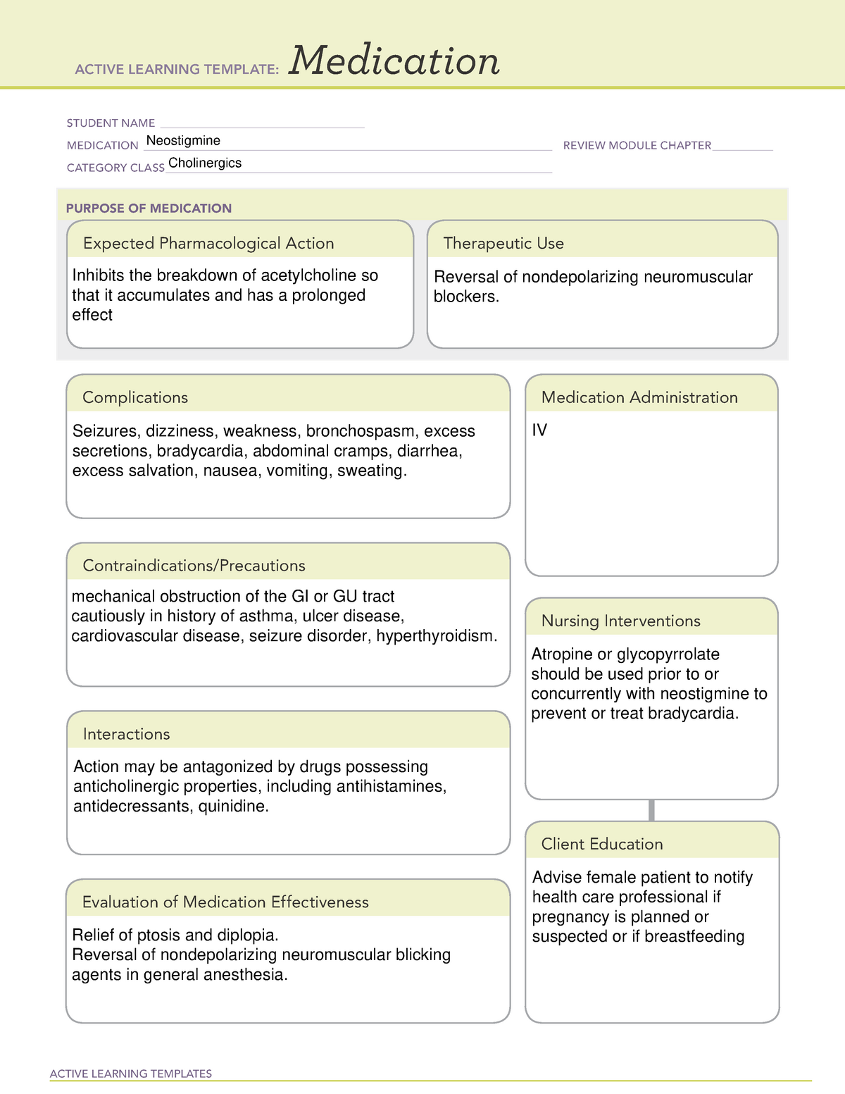 active learning Medication Neostigmine 2021 ACTIVE LEARNING
