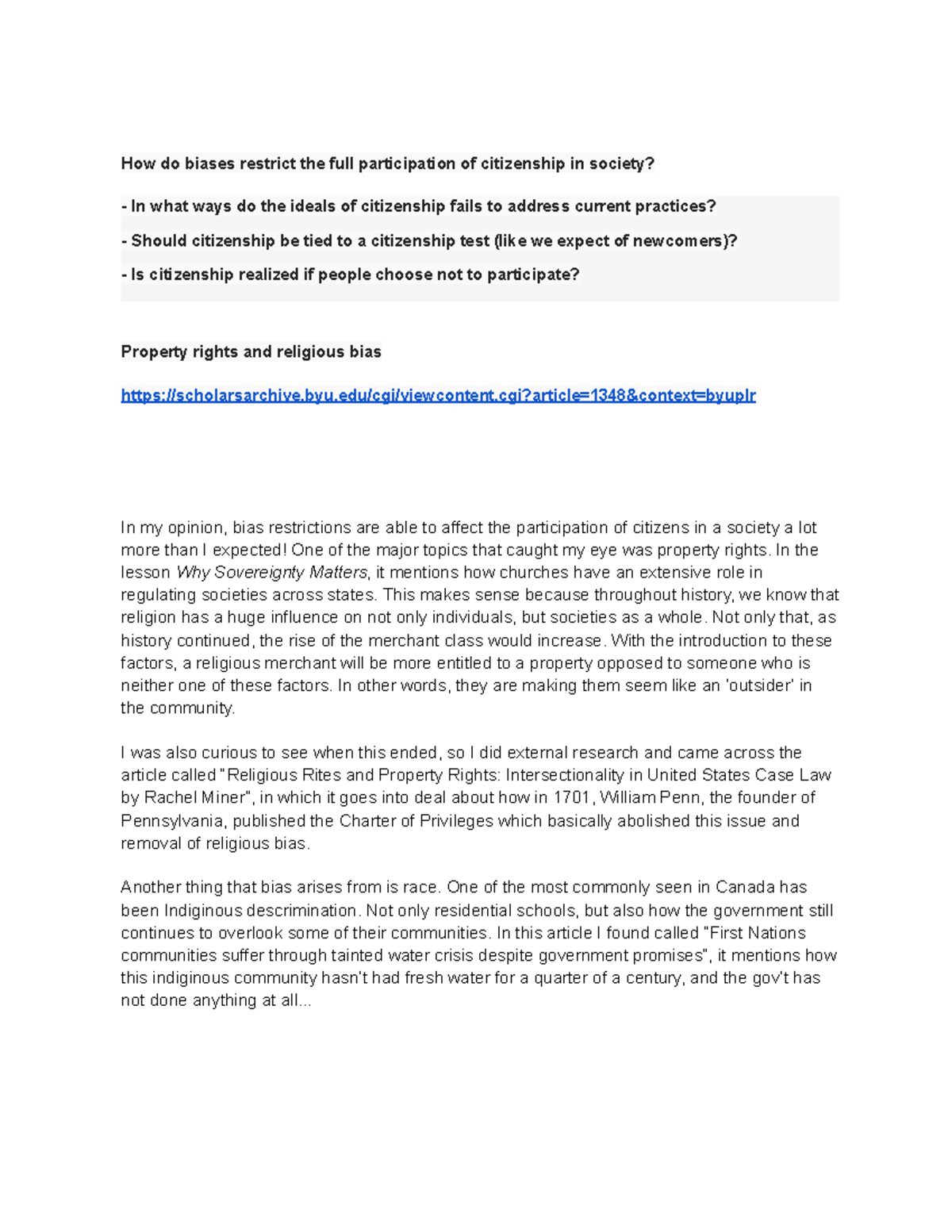 Poli sci tut - Summary Poli Sci - How do biases restrict the full ...