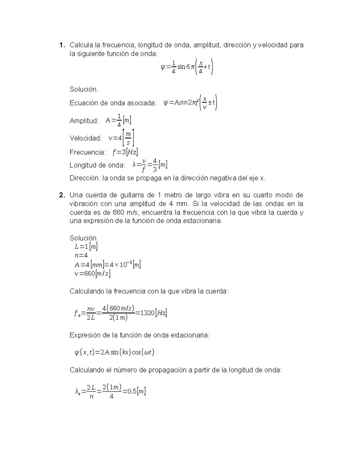 Ejercicios De Ondas Estacionarias - Calcula La Frecuencia, Longitud De ...