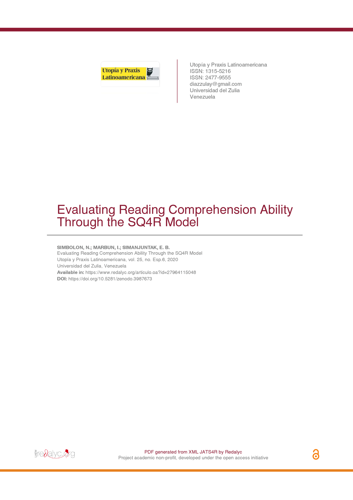 27964115048 - Evaluating Reading Comprehension Ability Through the SQ4R ...