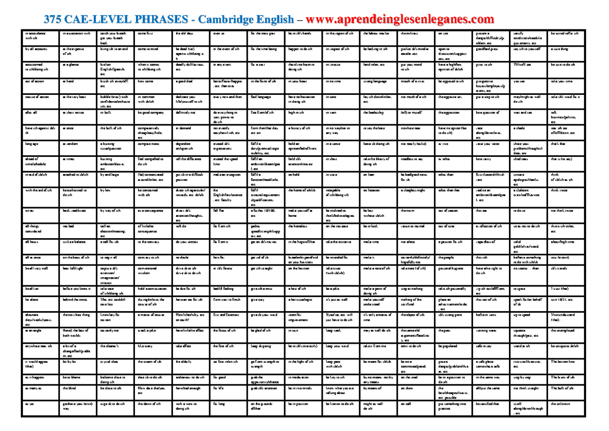375 CAE- Level Phrases (List-table) - 375 CAE-LEVEL PHRASES - Cambridge ...