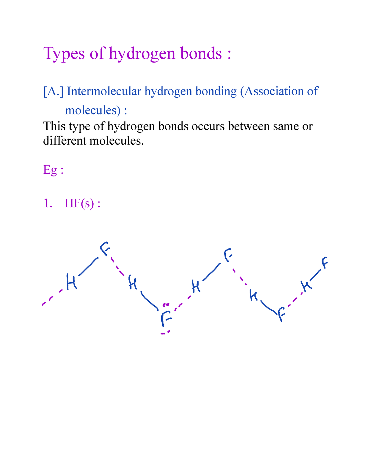 TMP-L48-C.B.-28.07.2021 - Types of hydrogen bonds : [A.] Intermolecular ...