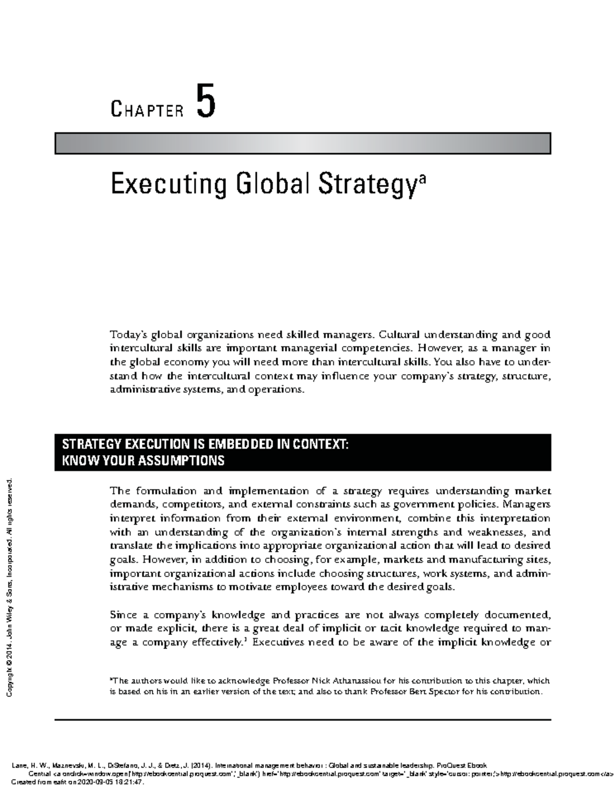 Chapter 5 CH A P T E R 5 Executing Global Strategy a Today9s global