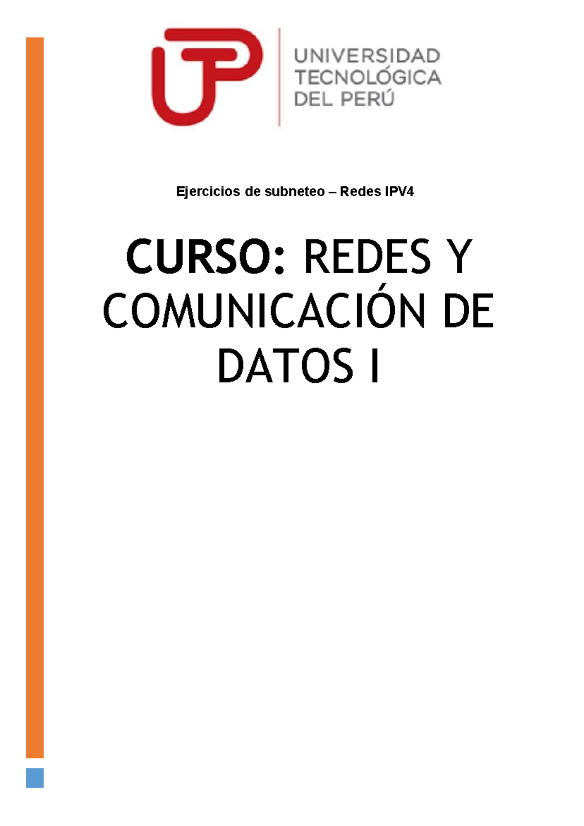 Tarea Sem11 Redes 1 - Ejercicios De Subneteo – Redes IPV CURSO: REDES Y ...