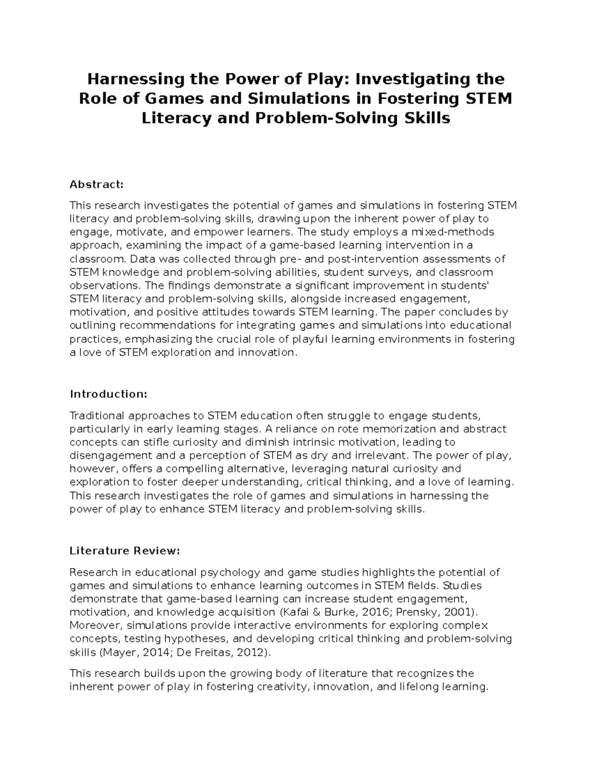Harnessing the Power of Play - Investigating the Role of Games and ...