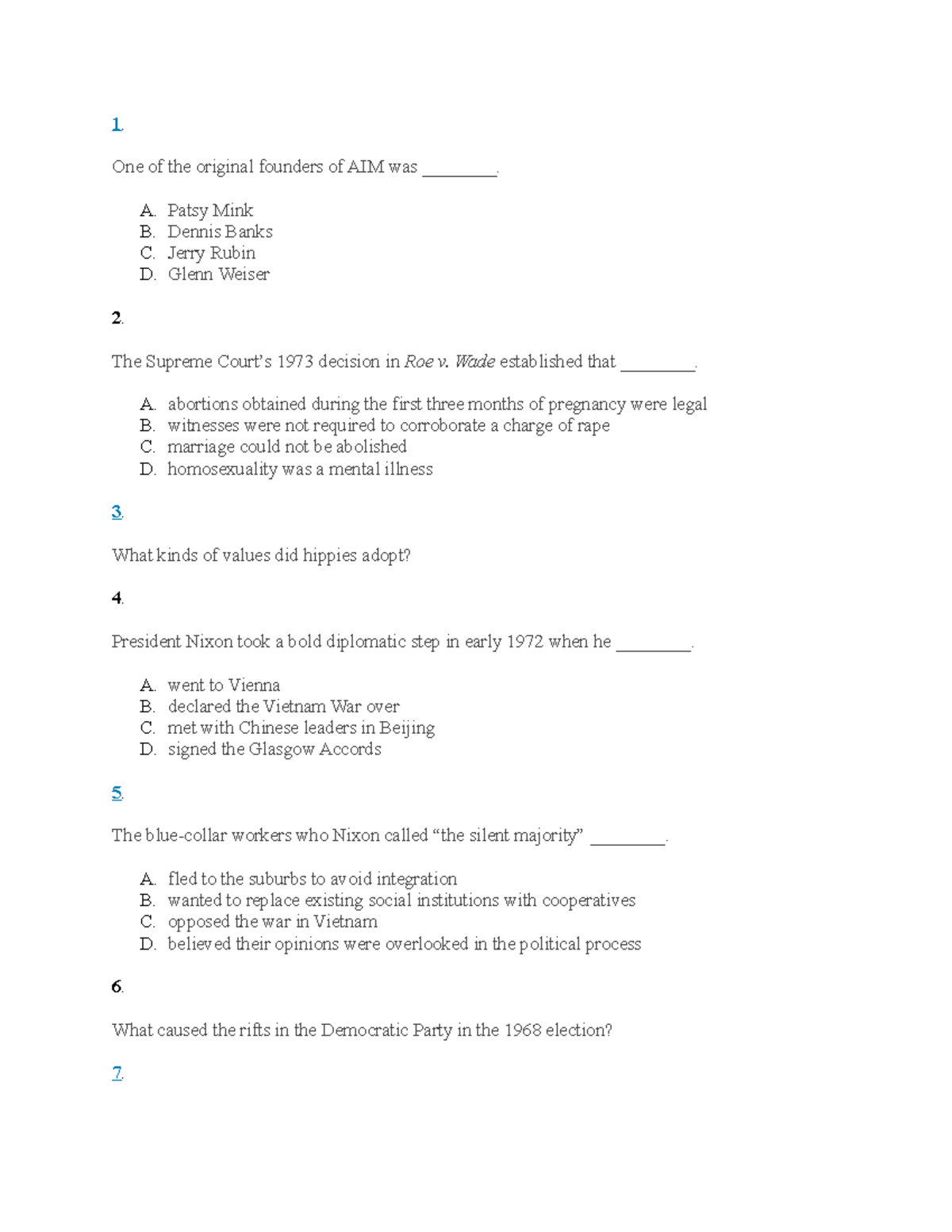 US History Chapter 30 Review Questions - 1. One of the original ...