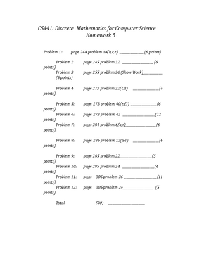CS441 Homework 3 - CS441 Discrete Structures for Computer Science HW ...