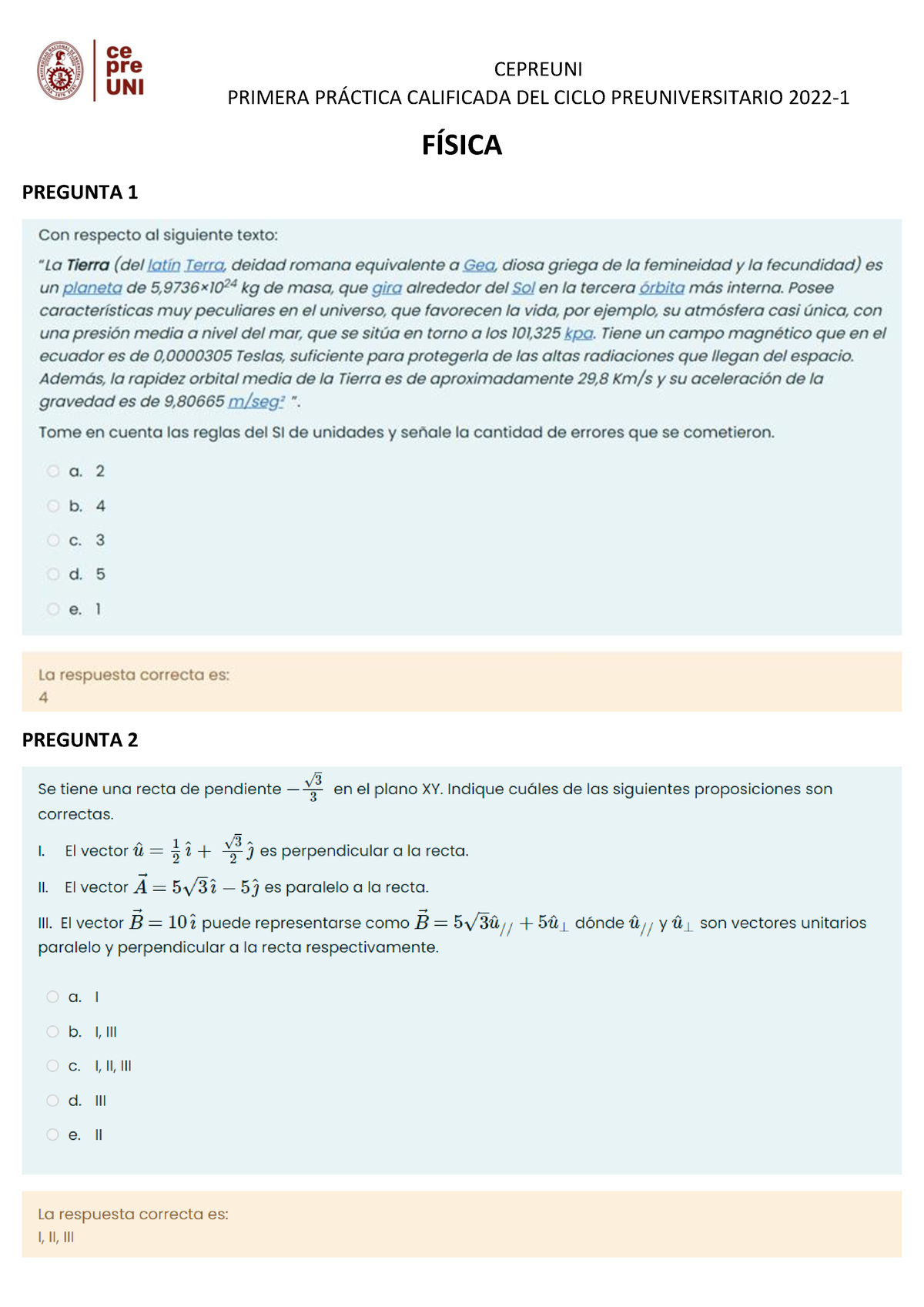 Primera Prueba Calificada Cepre Uni 2022 1 Primera PrÁctica Calificada Del Ciclo 4732