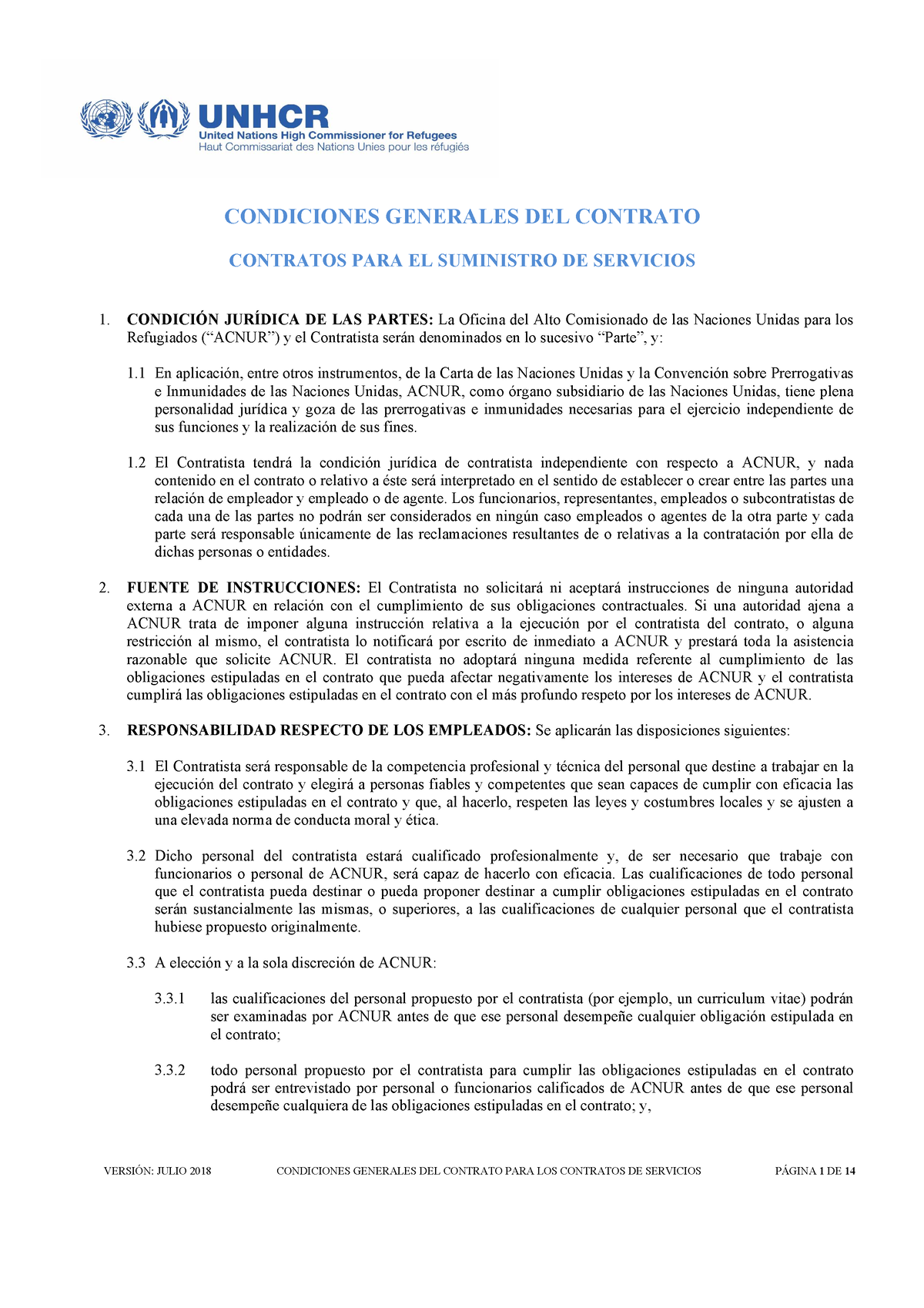 Anexo E Condiciones Generales De Contrato Para La Prestación De ...