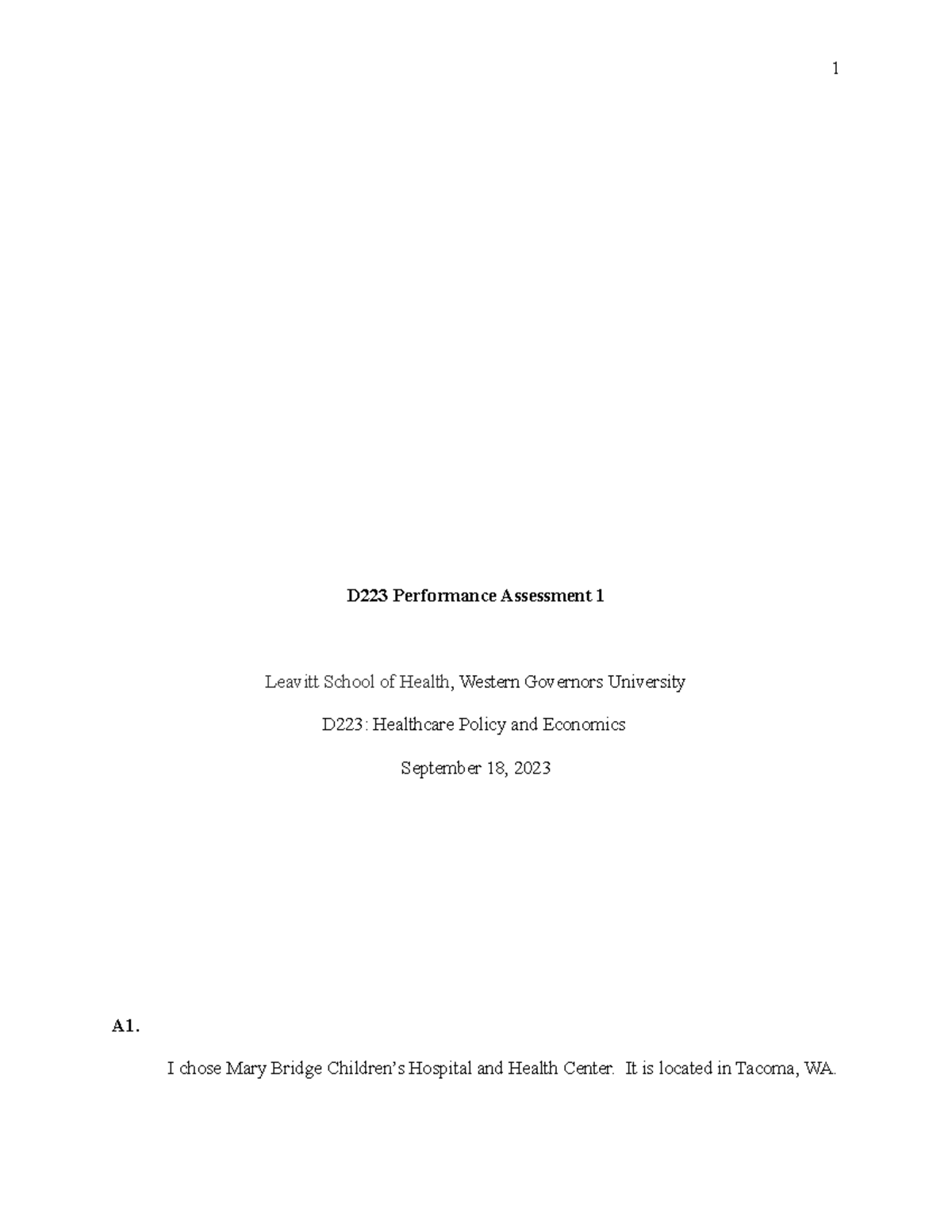 D223 UKM1 Task 1 Template - D223 Performance Assessment 1 Leavitt ...