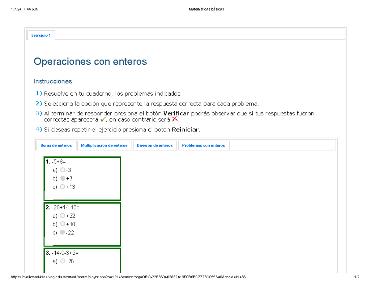 Matemáticas Básicas v1 Operaciones aritméticas básicas - Operaciones