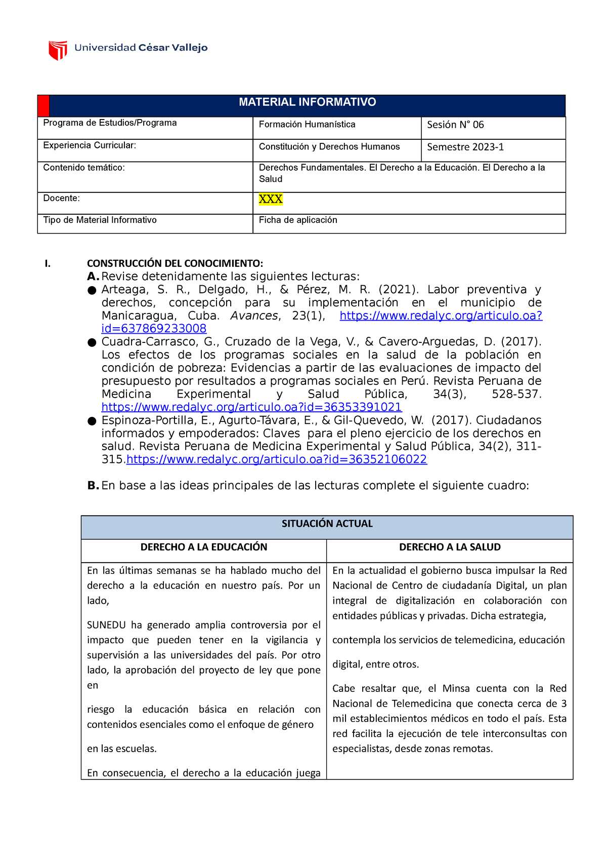 Ficha De Aplicacion Desarrollada Material Informativo Programa De Estudios Programa