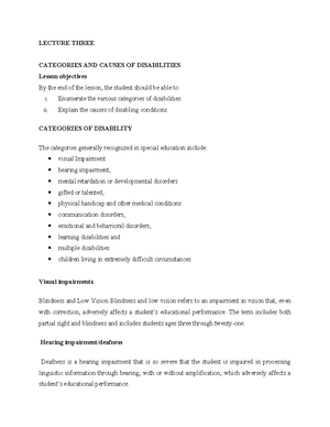 ESN 100 Development OF Special Needs Education - Examination ...