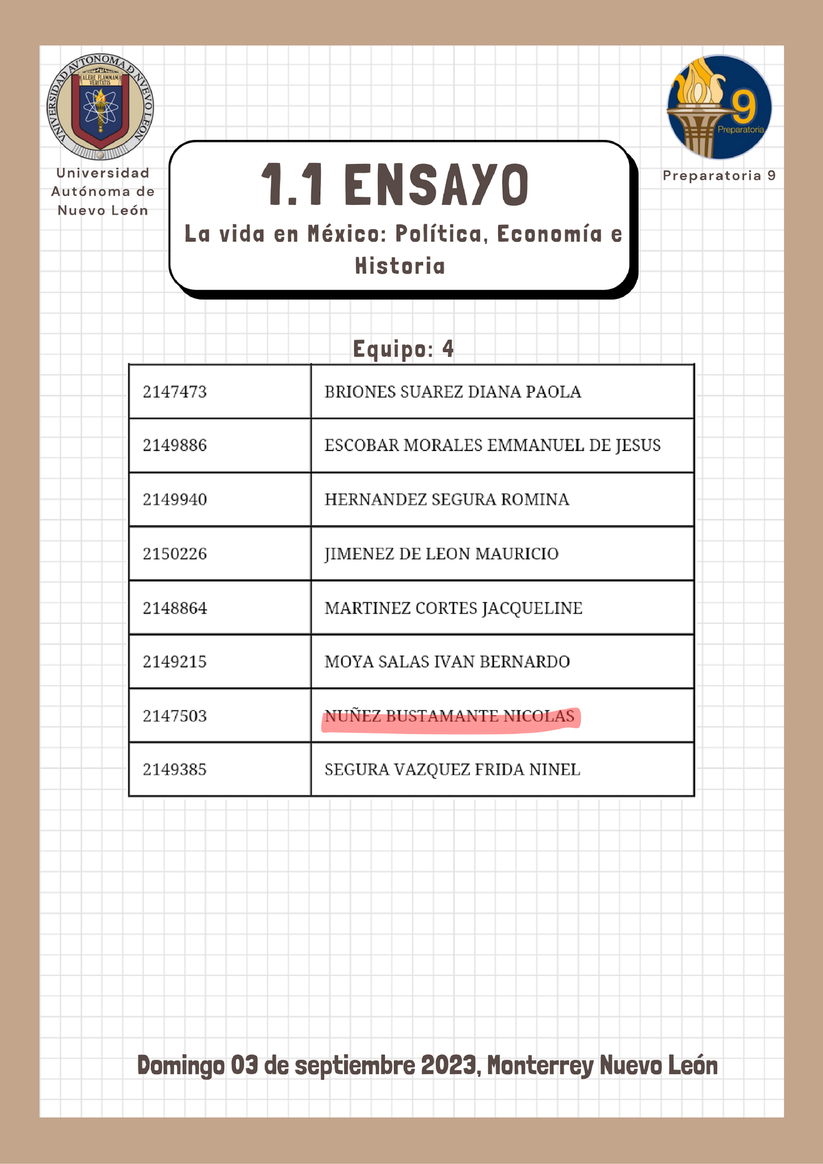 1.1 Ensayo LVEM EQ4 - Apuntes - La Vida En México: Política, Economía E ...