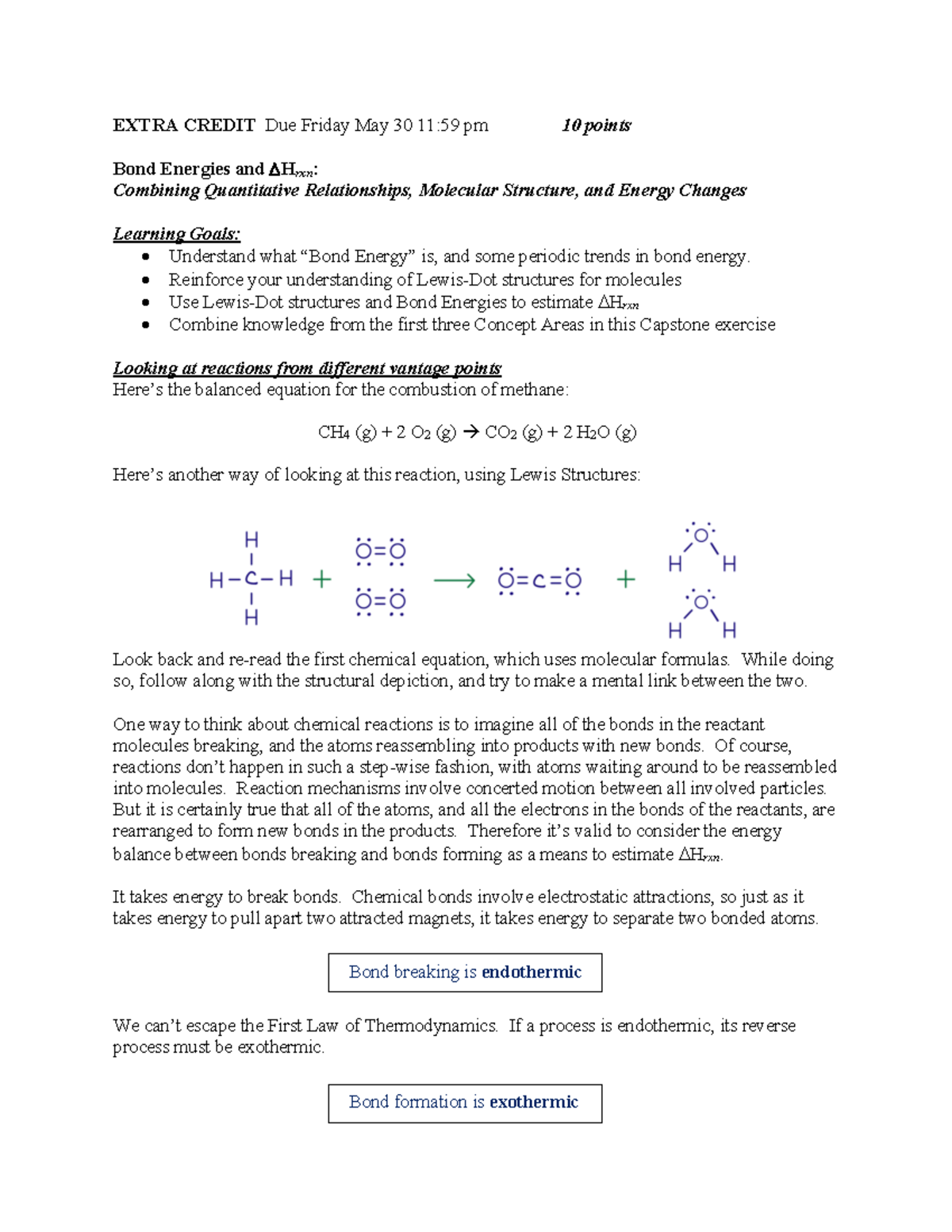 Chem 105 XC - Chem 105 XC - EXTRA CREDIT Due Friday May 30 11:59 pm 10 ...