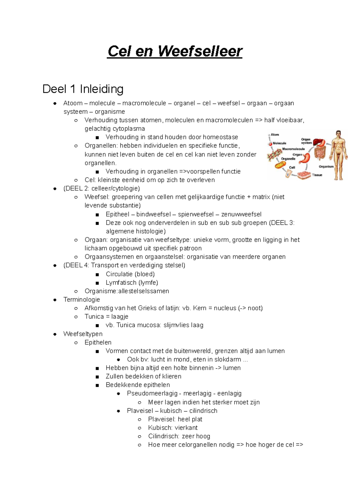 Cel En Weefselleer - Deel Van Usb - Cel En Weefselleer Deel 1 Inleiding ...