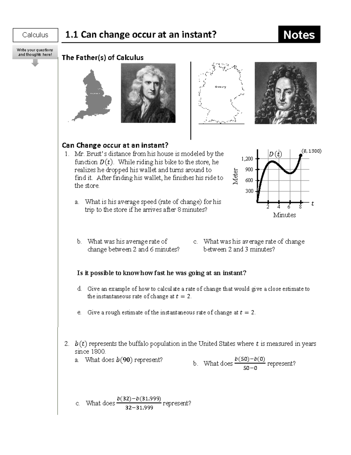 Can Change Occur At An Instant Calc 1 - Math assignment - The Father(s) of Calculus Can Change occur