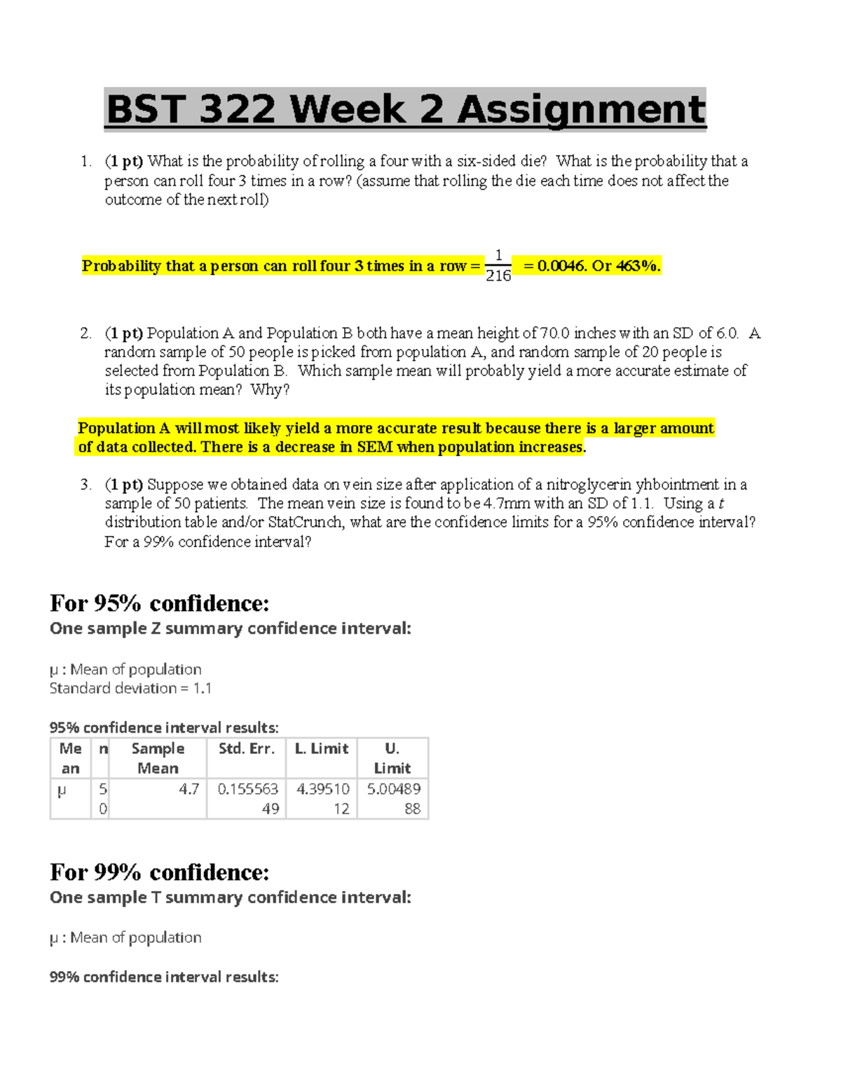 Week2 Assignment-1 - Assignment 2 - BST 322 Week 2 Assignment 1. (1 Pt ...