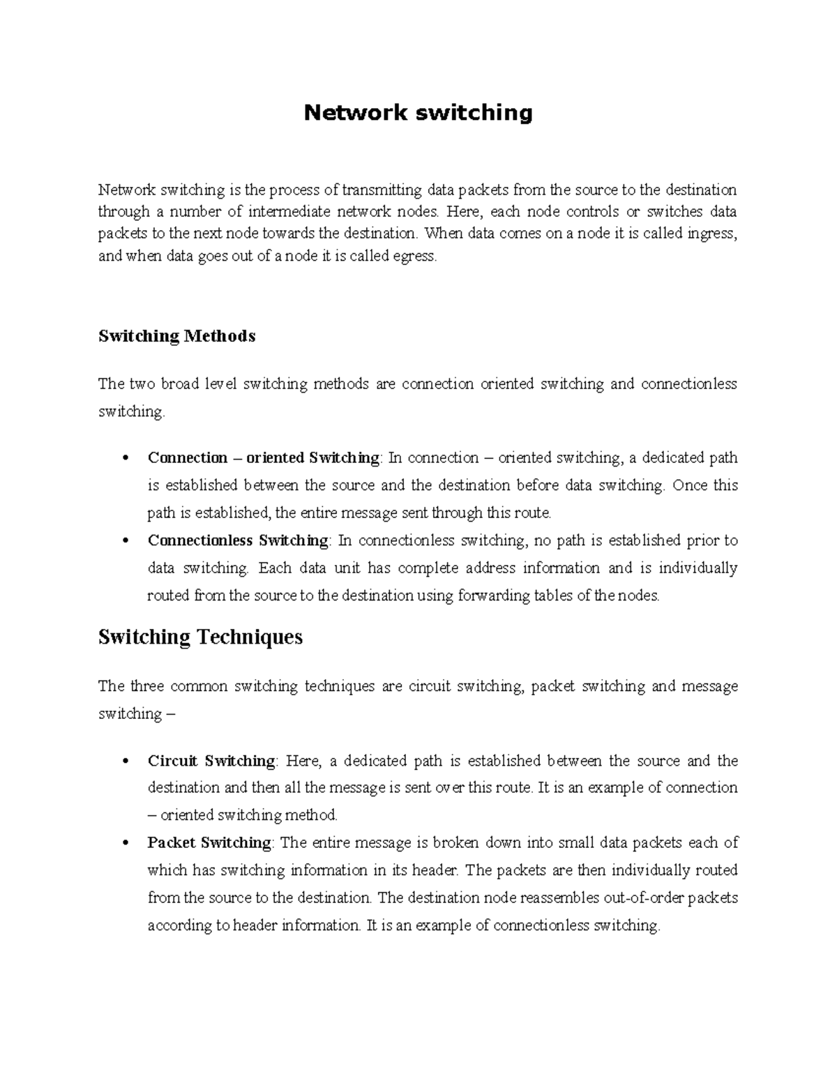 Network switching - this is the module 2 according to syllabus ...